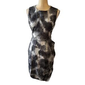 Lela Rose Black Gray Beige Watercolor Tulip Dress Size 10